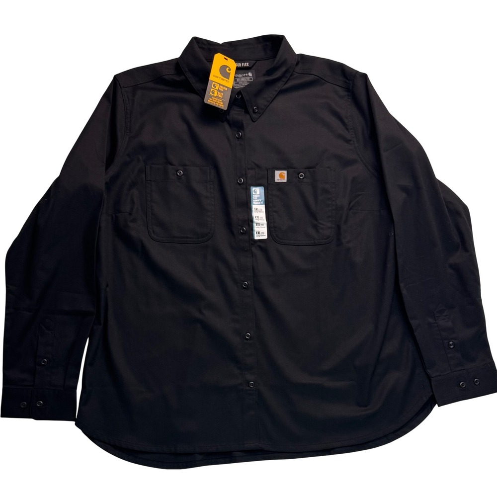 Carhartt Rugged Professional Relaxed Fit Canvas Button Shirt Black XXL NEW